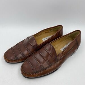 Sandro Moscoloni Mens 9.5 Loafers Brown Leather Lance Moc Toe Made in Spain